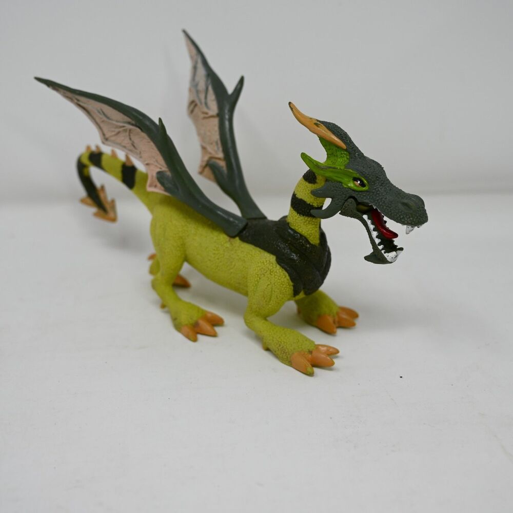 Green Dragon Figure Toy Fantasy Creature w/ Movable Mouth 6in PVC